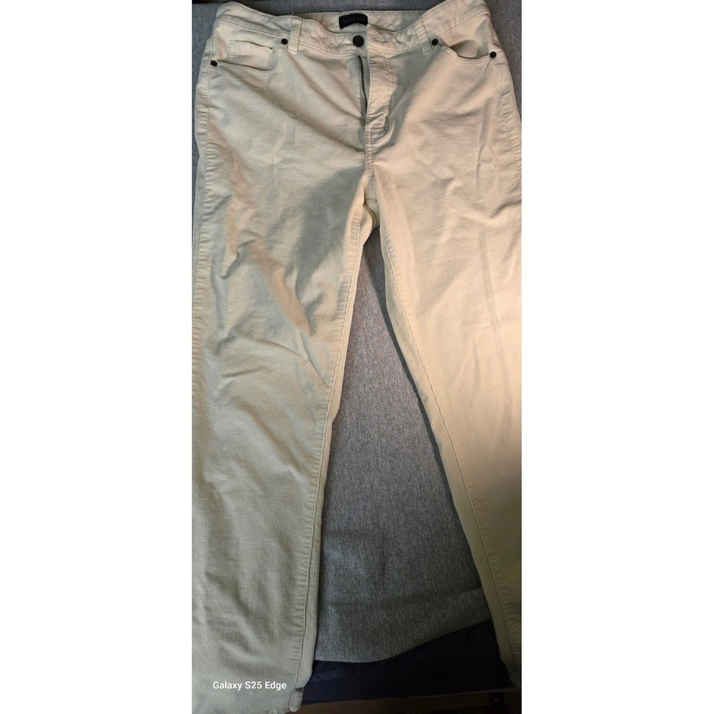 Talbots Corduroy Straight Leg Pants Womens 10 Cream Off-White Cotton Stretch